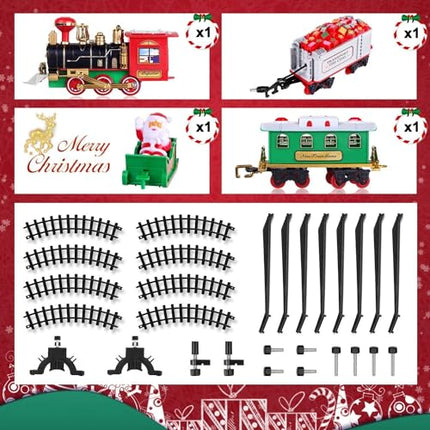 Shatchi Christmas Train Set, Around the Tree, Christmas Decoration, Festive Lights and Sounds, One Size