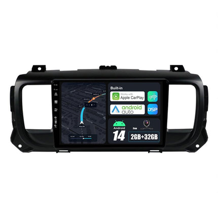 BXLIYER Android 14 autoraadio Citroen Jumpy 3 / Peugeot Expert/Toyota Proace/Opel Vivaro (2016-2021) GPS - juhtmevaba CarPlay Android Auto - 2G+32G - IPS 9-tolline 2 DIN - DAB roolil juhtimine