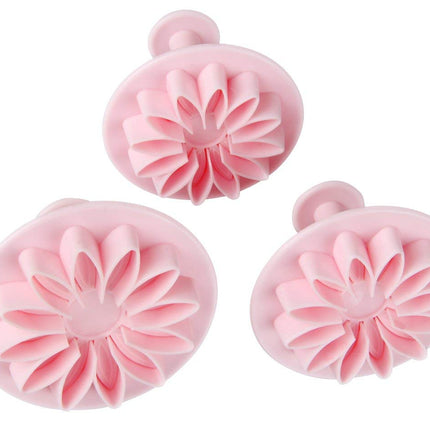 Zenkeri fondantlõikurite komplekt, 3-osaline, lillekujuline, 5,5/6/7 cm, roosa, plast