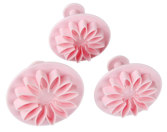 Zenkeri fondantlõikurite komplekt, 3-osaline, lillekujuline, 5,5/6/7 cm, roosa, plast