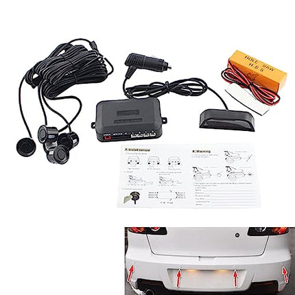 MASO Wireless Car Reversing Radar with 4 Sensors Kit, DC 12V Wireless Car Reversing Radar 0.3-2.0m/11.81-78.74in Car Reverse Parking Sensor with Sensitive Radar System