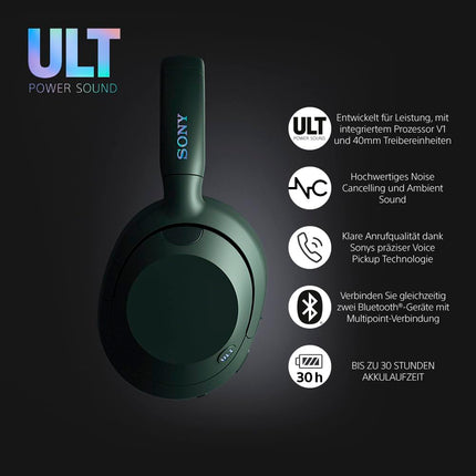 Sony ULT WEAR | Juhtmevabad Bluetooth-kõrvaklapid mürasummutusega | mikrofoniga, 30-tunnise akuga, bassi võimendusfunktsiooniga | Sobib sportimiseks, muusika nautimiseks, reisimiseks ja tööks, metsahall