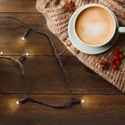 AMARE Galaxy Fairy Lights 200 LEDs warm white, length 19.9 m (plus 10 m cable), for indoor and outdoor use, 8 light modes/timer 4251083907649