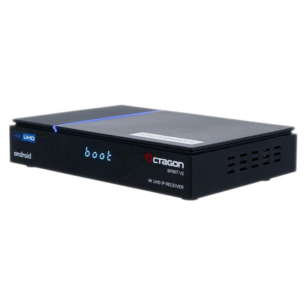 [Testi tulemused: VÄGA HEA *] Octagon Spirit PRO 4K UHD Android TV Box, kahesageduslik WiFi WLAN, Bluetooth-pult, hääljuhtimine, HDR10+, HLG, 2 GB muutmälu ja 32 GB välkmälu, TV IP-vastuvõtja, Bluetooth 5.1