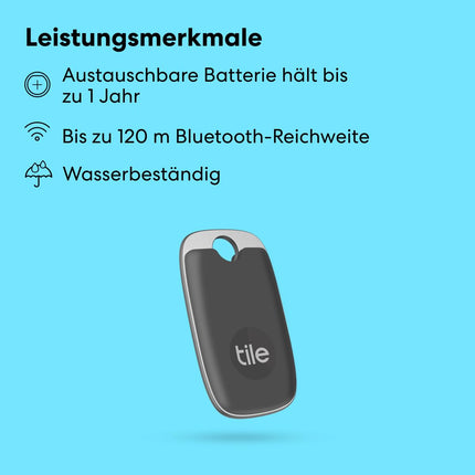 Tile Pro (2022) Bluetooth-võtmeotsija, 1 tk pakis, 120 m leviala, sh kogukonnaotsingu funktsioon, iOS-i ja Androidi rakendus, ühildub Alexa ja Google Home'iga, hall
