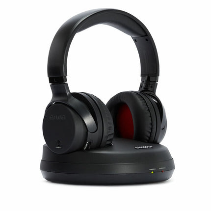 Aiwa WHF-930D juhtmevabad TV-kõrvaklapid, kõrvapealsed HiFi-kõrvaklapid optilise ühendusega, juhtmevaba raadiosagedusülekanne, 3-kanaliline valija, täielikult laetav, must