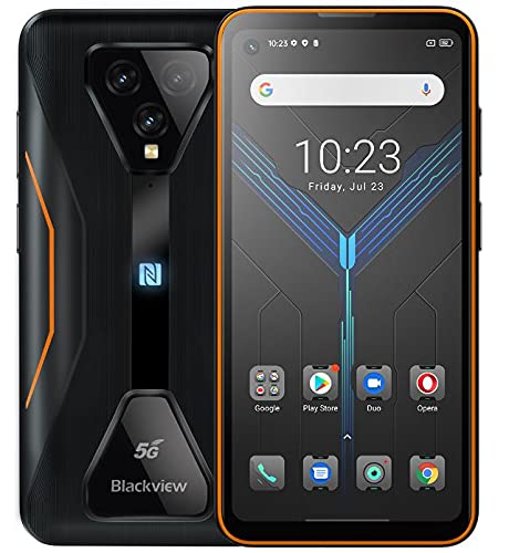 Blackview 5G mänguritele mõeldud õuenutitelefon ilma lepinguta BL5000, 8GB+128GB, Android 11 IP68 vastupidav telefon, 6.36'' FHD+, 4980mAh aku, spetsiaalsed mängurežiimid, 125° ülilainurkkaamera, GPS NFC oranž