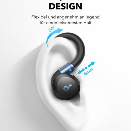 Soundcore by Anker Sport X20, juhtmevabad treeningkõrvaklapid, pööratavad ja pikendatavad kõrvakonksud, mürasummutus, sügav bass, IP68 veekindel, higikindel, tolmukindel, 48-tunnine mänguaeg, spordikõrvaklapid