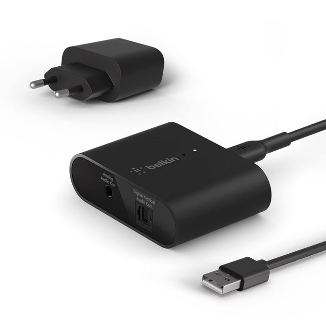 Belkin SoundForm Connect AirPlay 2 (juhtmevaba voogedastusheli adapter optilise ja 3,5 mm kõlarisisenditega iPhone'i, iPadi ja muude AirPlay-toega seadmete jaoks)