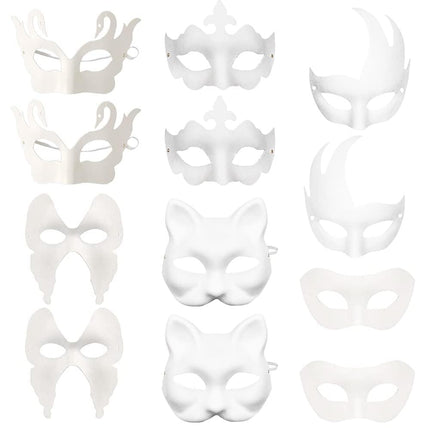 Smilbaley 12 Pieces White Mask, Party White Mask, White DIY Paper Mask, Mask DIY, For Carnival, Role Play, Halloween Parties