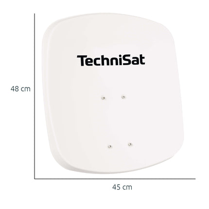 TechniSat DIGIDISH 45 – Satelliidiantenn 4 kasutajale (45 cm väike satelliitsüsteem – komplekt seinakinnituse, Quattro Switch LNB ja torule kinnitatava liitmikuga) valge