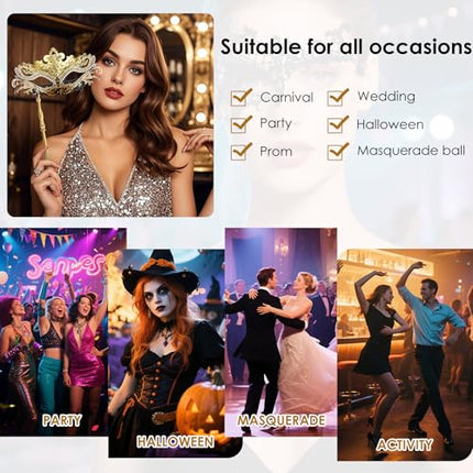 OIDEA naiste maskeraadimask pulgaga rhinestones kaunistustega karnevali Veneetsia mask halloweeni karnevalipeokostüüm pallimask must kuld