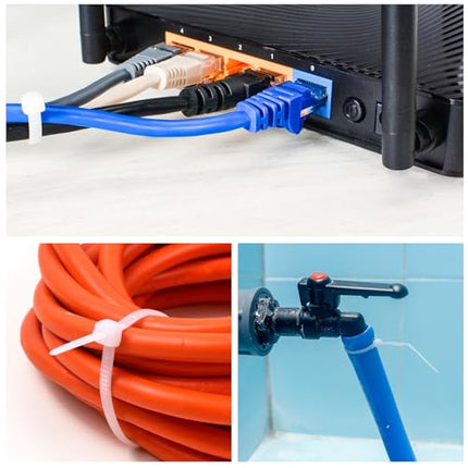 sourcing map 100pcs 700mm White Self-Locking Nylon Cable Ties Extra Long for Cable Management
