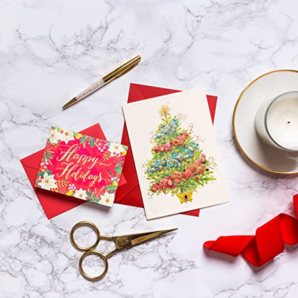 Papyrus Christmas Cards in Box with Envelopes, Peace and Happiness, Christmas Tree (12 pieces)
