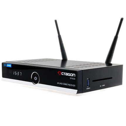 Octagon SF8008 UHD 4K Combo Receiver, Satellite, Cable &amp; DVB-T2 Receiver, E2 Linux &amp; Define OS, DVB-S2X &amp; T2C, with PVR recording function, Gigabit LAN, card reader, Sat to IP, Multistream, H.265, WiFi