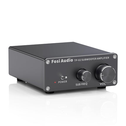 Fosi Audio TP-02 subwooferi võimendi koduheli, minibassi võimendi mono subwooferi võimendi 220W, TDA7498E kiibi helitugevuse ja sageduse juhtimisega, aktiivse passiivse subwooferi bassi raputaja jaoks