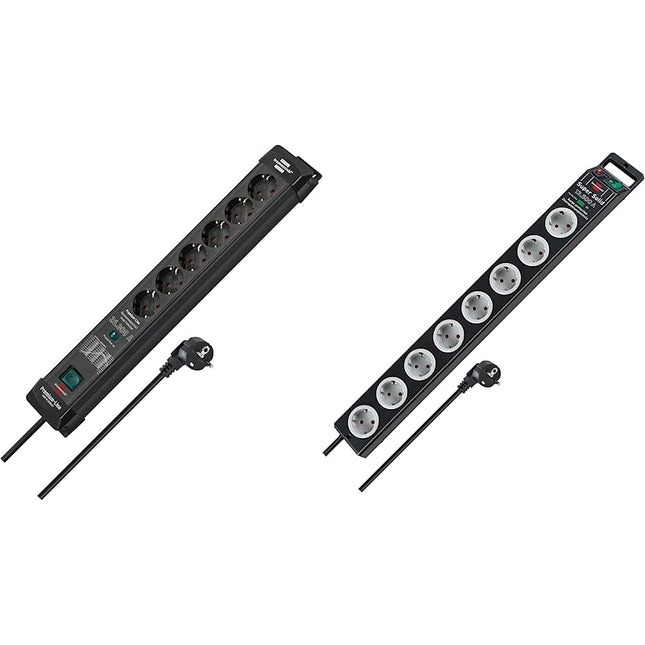 Brennenstuhl Premium-Line 6-suunaline pikendusjuhe ülepingekaitsega kuni 26 000 A ja Super-Solid 8-suunaline pikendusjuhe ülepingekaitsega