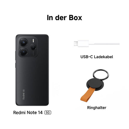 Xiaomi Redmi Note 14 5G nutitelefon, 8 + 256 GB, must, 108MP tehisintellektiga kaamerasüsteem, 5110mAh aku, 120Hz silmakaitsega ekraan, tehisintellektiga funktsioonid (laadijat ei kuulu komplekti)