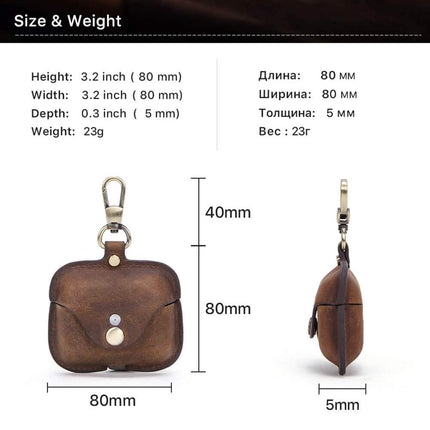 CONTACT'S FAMILY Case for AirPods Pro 2/1, Airpods Pro Case Leather, Airpods Pro Leather Case, Leather Case Compatible with AirPods Pro 2/1 Generation with Key Hook (Coffee)