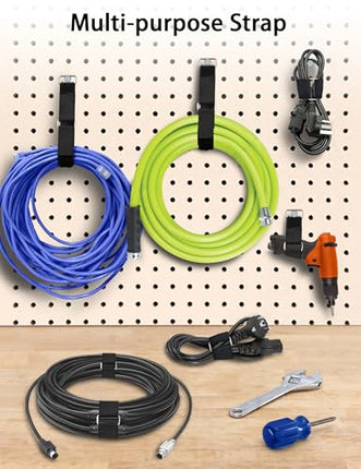 Hook and loop cable strap with 70 metal buckles, 2.5 cm x 14 m, reusable cable straps, adjustable nylon fastening cable straps for wire management, cord organizer, 2.5 cm wide, black