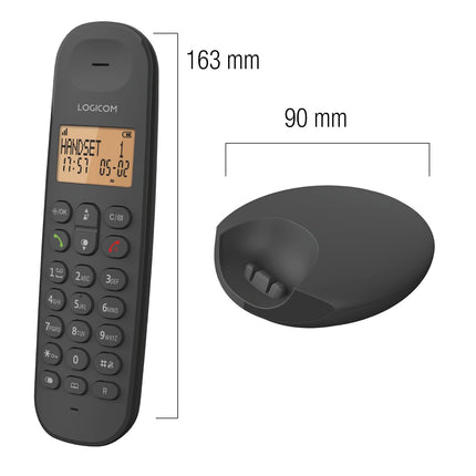 Logicom ILOA 100 Cordless Landline Phone without Answering Machine – Solo – Analog and DECT Phones – Black