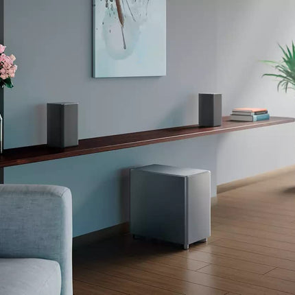 Philips TAW8506 juhtmevaba subwoofer, 20 cm subwoofer Philipsi telerile, 300 W max, Super Bass subwoofer kodukinole, DTS PlayFi, Mõõtmed: 24 x 39 x 40 cm, hõbedane disain, TAW8506/10