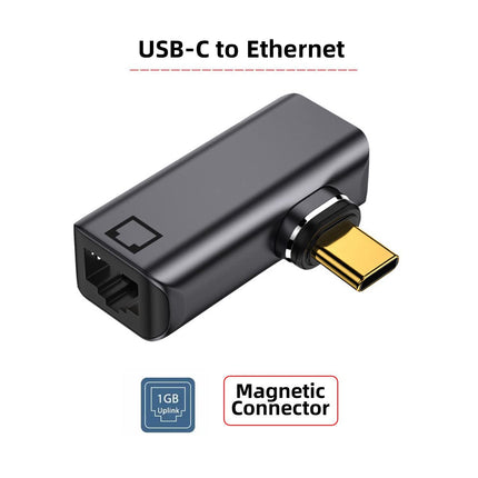 NFHK Magnetic Angled Type USB-C Type-C USB3.1 to 1000 Mbps Gigabit Ethernet Network LAN Adapter for Laptop