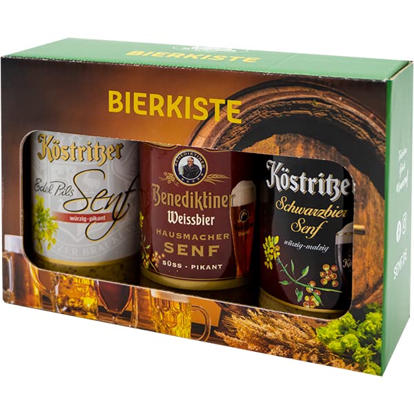 Altenburger Original õllekast - kolm õllega maitsestatud sinepit kinkekomplektina (3 tk), kinkekarp meestele ja naistele