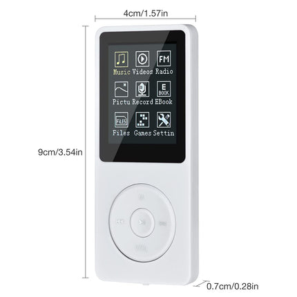 MP3 Player, MP3/MP4 Digital Music Player, Lychee Upgrade 8GB Portable HiFi Sound Music Player with Music/Video/Voice Recording/FM Radio/E-Book Reader, Supports up to 64GB (White)