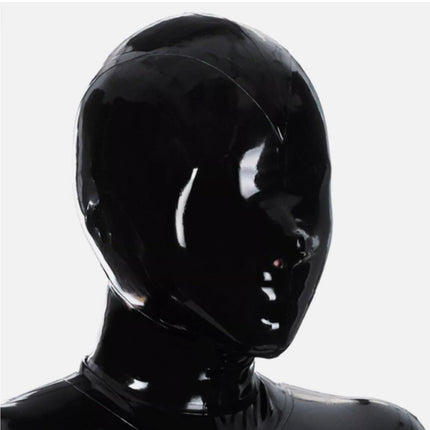 Black Latex Mask, Rubber Hood Masks with Nose Hole Only, Unisex Party Cosplay Masquerade Ball Costumes-S