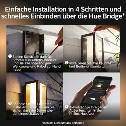 Philips Hue White and Color Ambiance LED-seinavalgusti Impress (õhuke), õues kasutamiseks, hämardatav, kuni 16 miljonit värvi, juhitav rakenduse kaudu