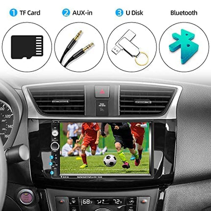 Podofo 2 DIN 7-tolline autoraadio koos Mirror Linkiga iOS/Androidi jaoks, Bluetooth puutetundliku ekraaniga raadio, FM/USB/roolil juhtimine/AUX-IN+tagurduskaamera
