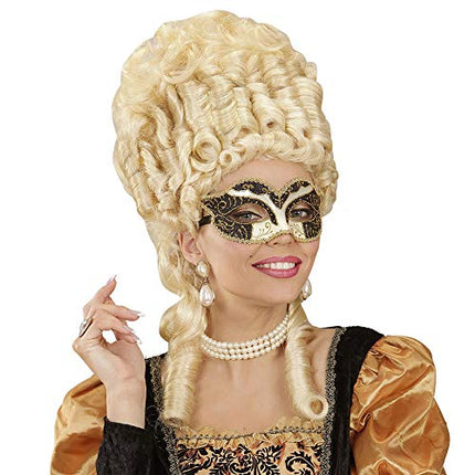 Widmann 04695 - Eye mask Duchess, with black and gold glitter, costume accessory, accessory, Venetian, carnival, theme party