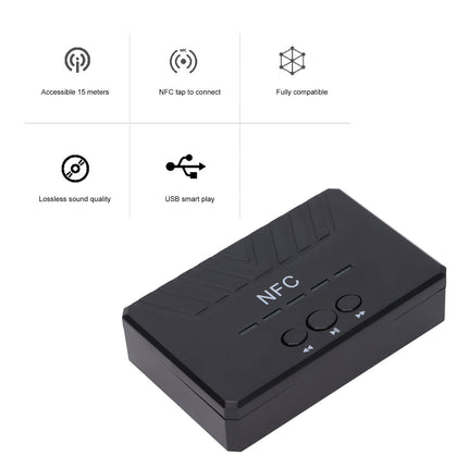 Wireless Audio Receiver, NFC Bluetooth 5.0 Receiver AUX Wireless Audio Adapter, for Music Streaming Sound System Work, Compatible with TV Computers, Mobile Phones, Stereo Systems, Power Amplifiers