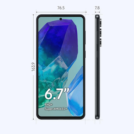 Samsung Galaxy M55 5G, kuni 50 MP kolmekordne tagakaamera, 50 MP selfie, öövaade, objektide kustutuskumm, Super AMOLED+ 6,7-tolline ekraan, 120 Hz Vision Booster, 256 GB, 8 GB RAM, tumesinine