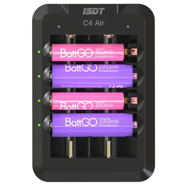 ISDT C4 Air Fast akulaadija, universaalne majapidamisakulaadija Bluetoothi ​​rakenduse ühenduse funktsiooniga, USB C tsüklilise laadimise ja tühjenemise laadija AAA/AA/18650/26700 akude jms jaoks.