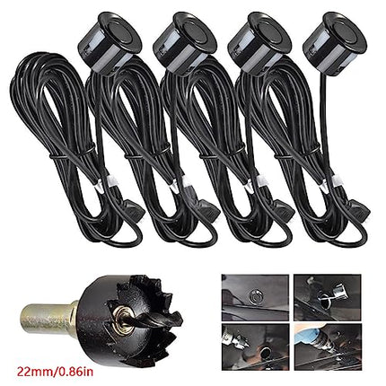 MASO Wireless Car Reversing Radar with 4 Sensors Kit, DC 12V Wireless Car Reversing Radar 0.3-2.0m/11.81-78.74in Car Reverse Parking Sensor with Sensitive Radar System