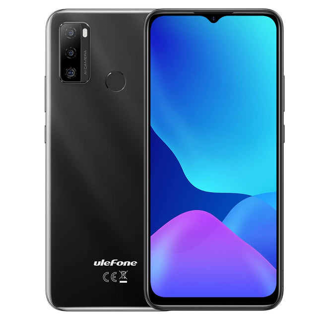 Ulefone Note 10(P) Smartphone without a contract, 3GB RAM 128GB ROM, 13MP triple rear camera, dual-SIM 4G mobile phone, 6.5'' HD+, 3 card slots, Android 11, 5500mAh battery, fingerprint reader, black