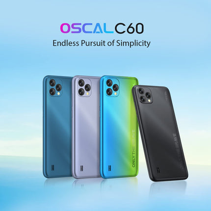 OSCAL C60 Android 11 4G nutitelefon, lukustamata, Helio A22 neljatuumaline, 4 GB muutmälu + 32 GB ROM, 6,53-tolline HD+ ekraan, kahe SIM-kaardiga mobiiltelefon, 13 MP + 5 MP topeltkaamera, 4780 mAh aku, GPS, WiFi, näotuvastus, sinine