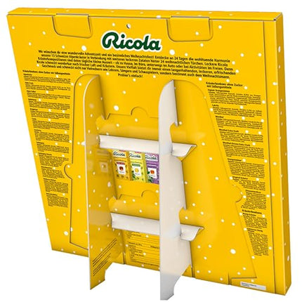 Ricola advendikalender 2024, 24 luuki erinevate Šveitsi ürdikommide seguga, magusainetega ja ilma, 1 x 360g