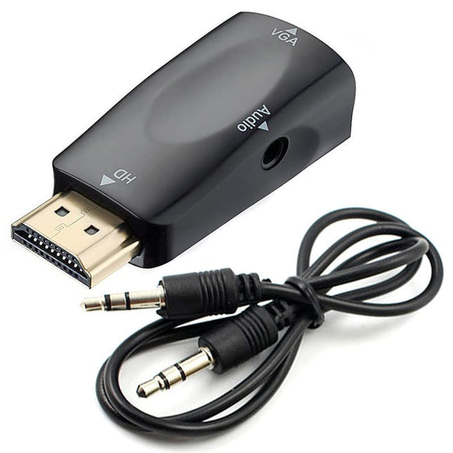 Ziyan HDMI-VGA muunduri helikaabel eraldusvõimega video kompaktne adapter adapter heliülekandega 3,5 mm pistikupesa kullatud kontaktidega