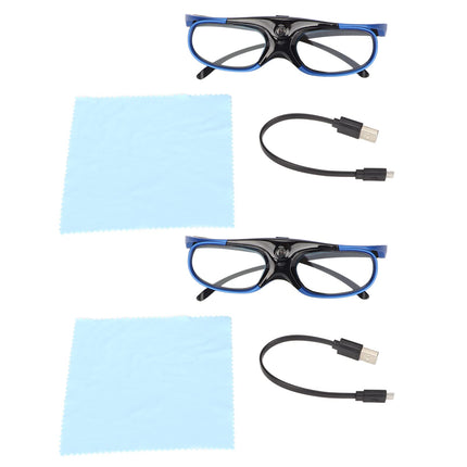 DLP Link Active Shutter 3D Glasses, Rechargeable, 144 Hz, Lightweight and Comfortable, Left and Right Eye Rotation for DLP Link Projectors