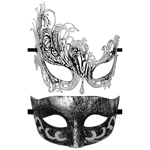 Cupimatchi maskeraadimask paaridele: metallik Veneetsia peomask Halloweeni kostüümi aksessuaar karnevaliks