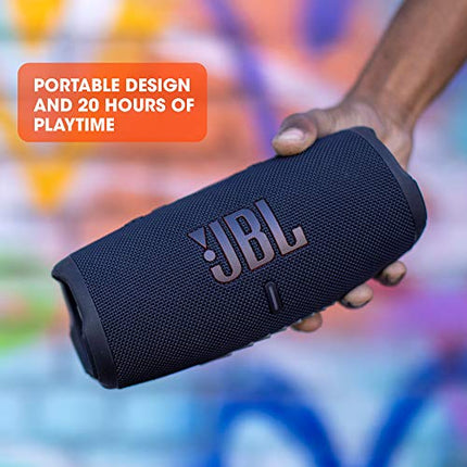 JBL Charge 5 Bluetooth speaker in black – Waterproof, portable boombox with integrated power bank – One battery charge for up to 20 hours of wireless music enjoyment