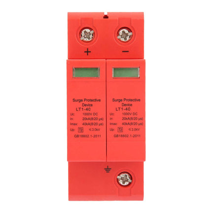 Oumefar DC 1000V 20 40KA 2 Pole Surge Protector Din Rail Low Voltage Protective Device Flame Retardant Protective Device for Lightning Protection
