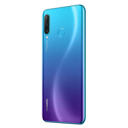 HUAWEI P30 Lite (128GB, 4GB RAM) 6,15-tolline ekraan, tehisintellektiga kolmekordne kaamera, kahe SIM-kaardiga globaalne GSM tehase lukustamata MAR-LX3A - rahvusvaheline versioon (paabulinnu sinine)