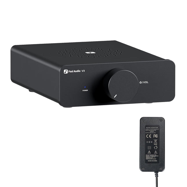 Fosi Audio V3 HiFi võimendi 600W, TPA3255 Mini 2.0CH D-klassi stereovõimendi 300W x 2, võimendi kõlaritele, sh 48V/5A toiteplokk