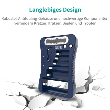 Dlyfull LCD universaalne akutester AA AAA CD 9V digitaalne testseade CR123A CR2 CRV3 2CR5 CRP2 akutester 1,5 V ja 3 V nööppatareidele, sinine