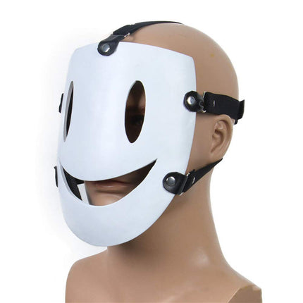 Oikawa High-Rise Invasion Cosplay Mask, Sniper Mask, Tenkuu Shinpan Mask, White Smiling Resin Mask for Halloween Cosplay Props