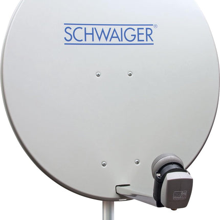 SCHWAIGER satelliitantenn 80 cm SAT nihkega antenn terasest LNB tugivarrega mastikinnitusega integreeritud kaabli marsruudi kinnitusmaterjal 38,5 dB vastuvõtuvõimsus ilmastikukindel helehall